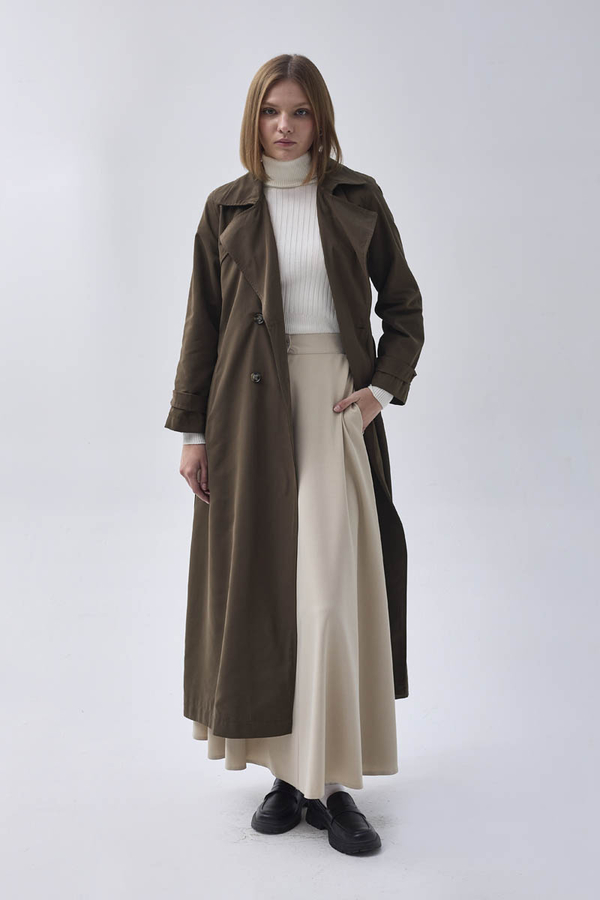 Double Breasted Classic Trenchcoat Dark Khaki - 4