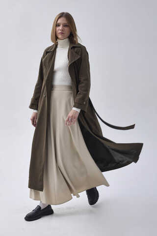 Double Breasted Classic Trenchcoat Dark Khaki - 5