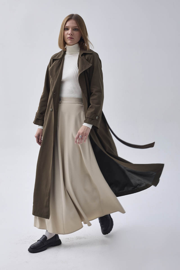 Double Breasted Classic Trenchcoat Dark Khaki - 5