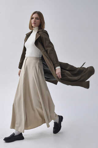 Double Breasted Classic Trenchcoat Dark Khaki - 6