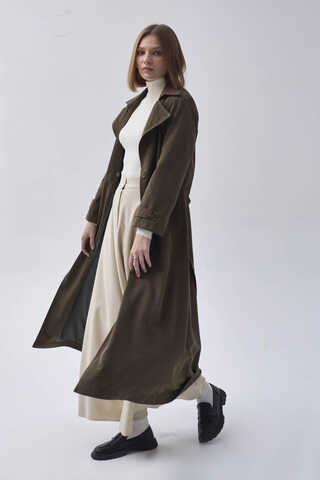 Double Breasted Classic Trenchcoat Dark Khaki - 7