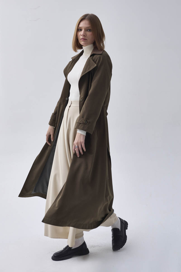 Double Breasted Classic Trenchcoat Dark Khaki - 7