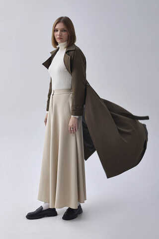 Double Breasted Classic Trenchcoat Dark Khaki - 8