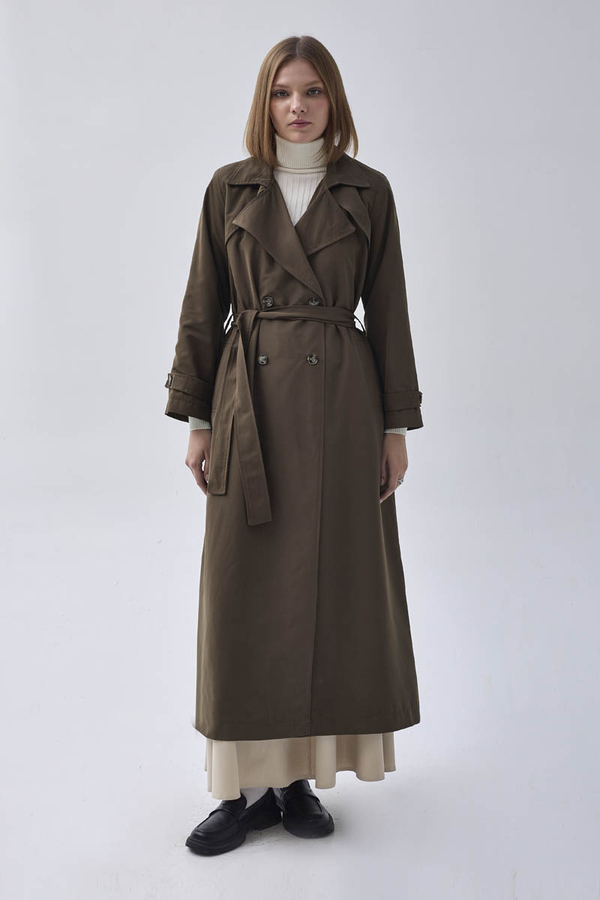 Double Breasted Classic Trenchcoat Dark Khaki - 9