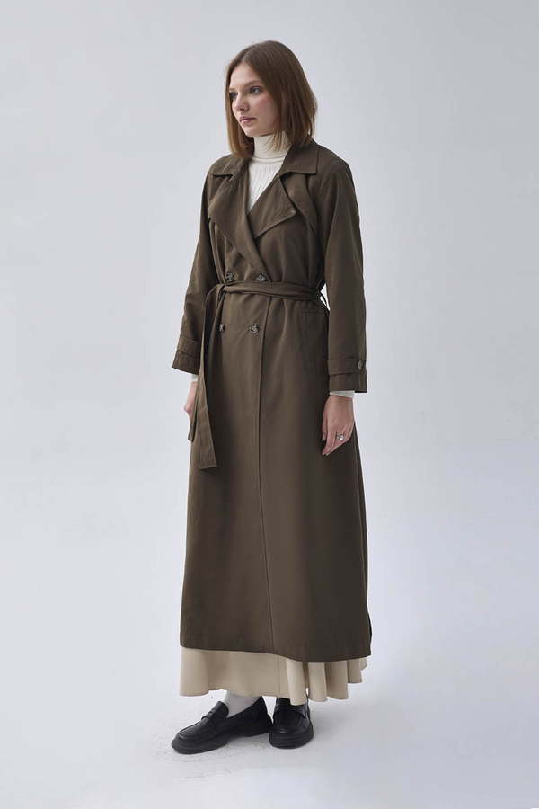 Double Breasted Classic Trenchcoat Dark Khaki - 10