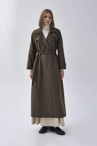 Double Breasted Classic Trenchcoat Dark Khaki - 11