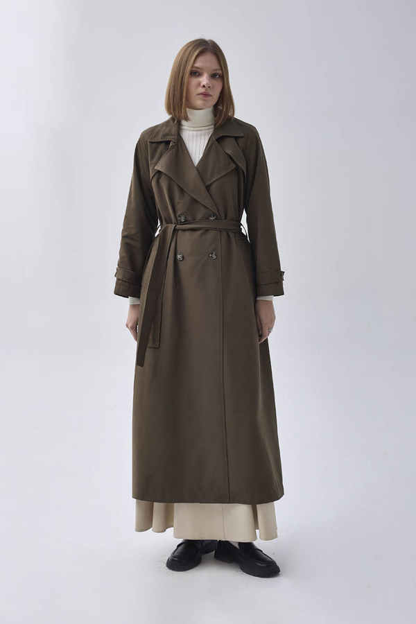 Double Breasted Classic Trenchcoat Dark Khaki - 11