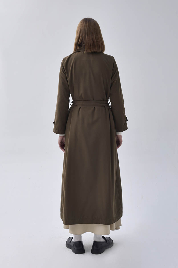 Double Breasted Classic Trenchcoat Dark Khaki - 13