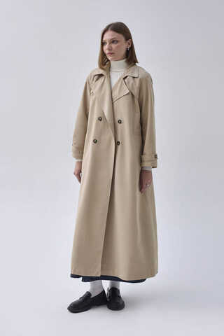 Double Breasted Classic Trenchcoat Stone - 3