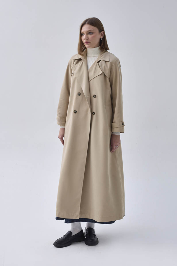 Double Breasted Classic Trenchcoat Stone - 3