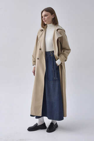 Double Breasted Classic Trenchcoat Stone - 4