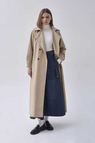 Double Breasted Classic Trenchcoat Stone - 2