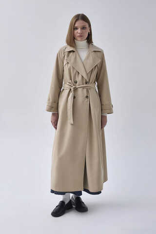 Double Breasted Classic Trenchcoat Stone - 1