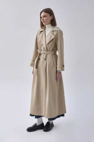 Double Breasted Classic Trenchcoat Stone - 5
