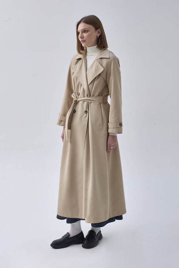 Double Breasted Classic Trenchcoat Stone - 5