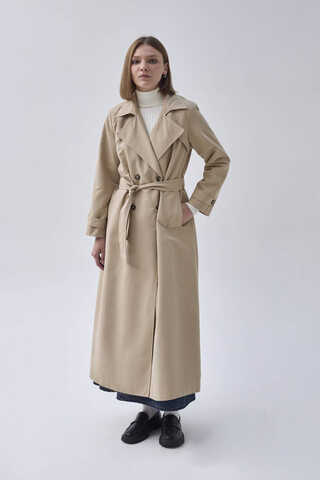 Double Breasted Classic Trenchcoat Stone - 6