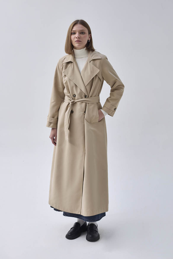 Double Breasted Classic Trenchcoat Stone - 6