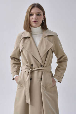 Double Breasted Classic Trenchcoat Stone - 7