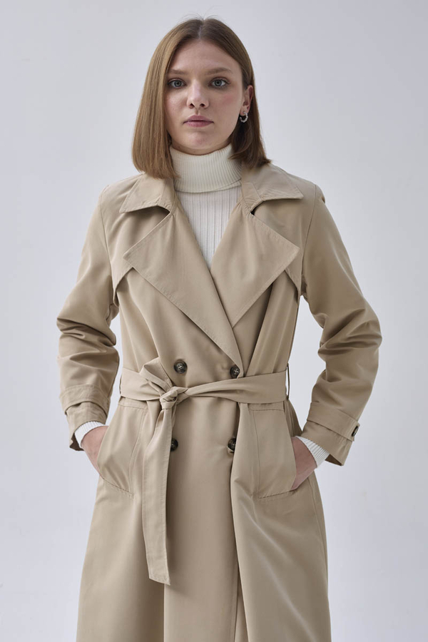 Double Breasted Classic Trenchcoat Stone - 7