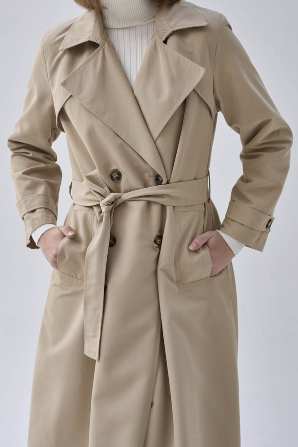 Double Breasted Classic Trenchcoat Stone - 8