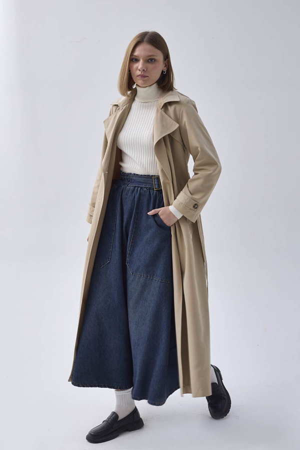 Double Breasted Classic Trenchcoat Stone - 11