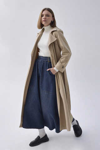 Double Breasted Classic Trenchcoat Stone - 12