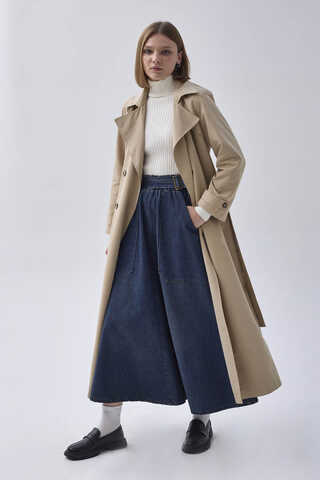 Double Breasted Classic Trenchcoat Stone - 13