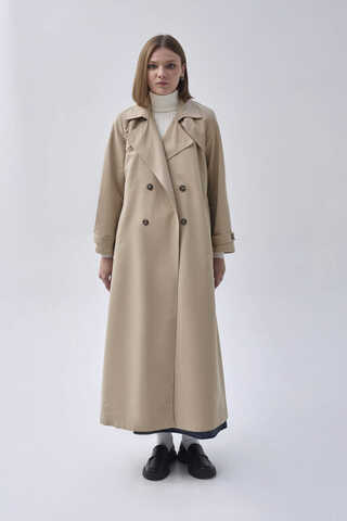 Double Breasted Classic Trenchcoat Stone - 15