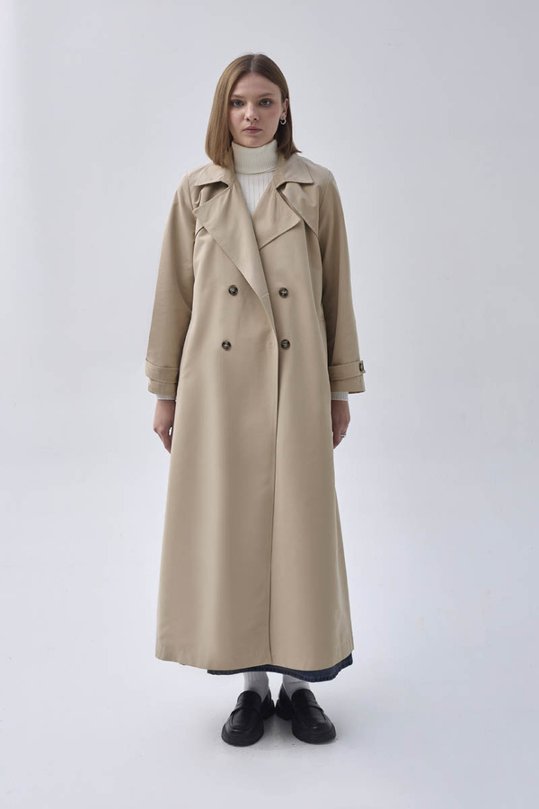 Double Breasted Classic Trenchcoat Stone - 15