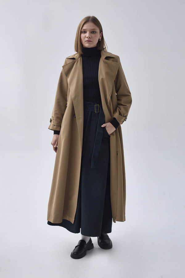 Double Breasted Classic Trenchcoat Tan - 4