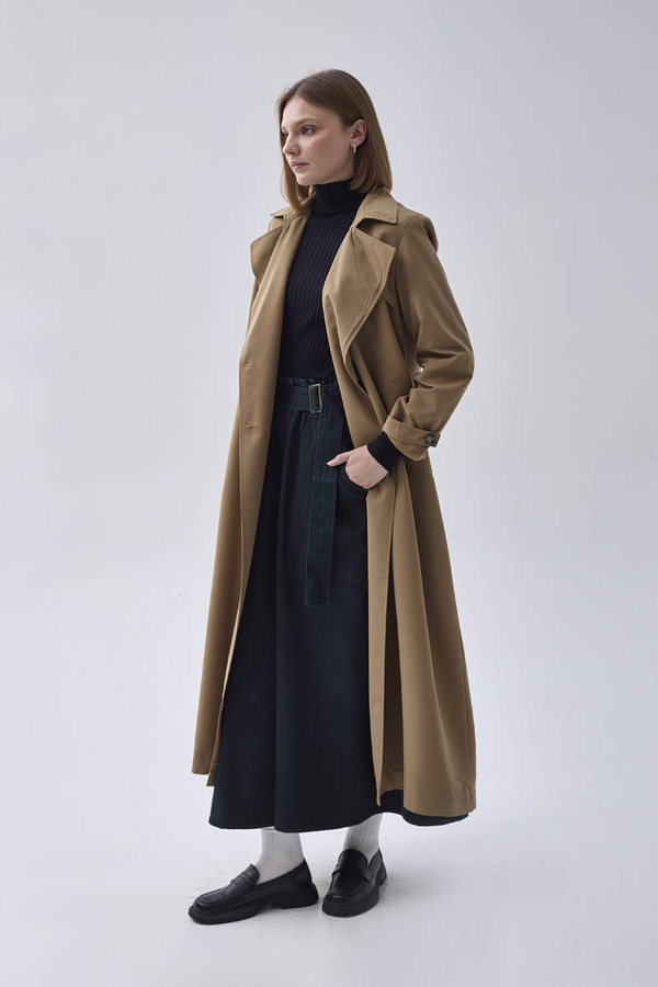 Double Breasted Classic Trenchcoat Tan - 5