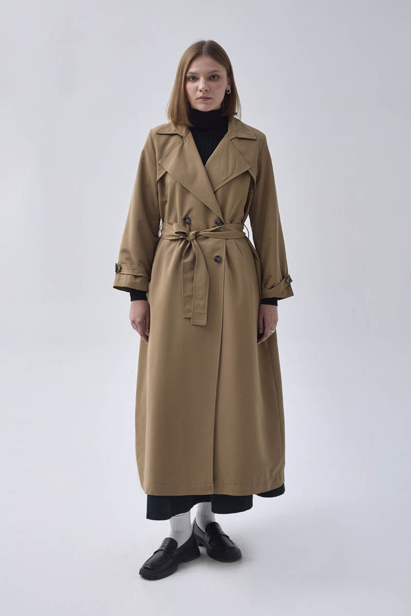 Double Breasted Classic Trenchcoat Tan - 10