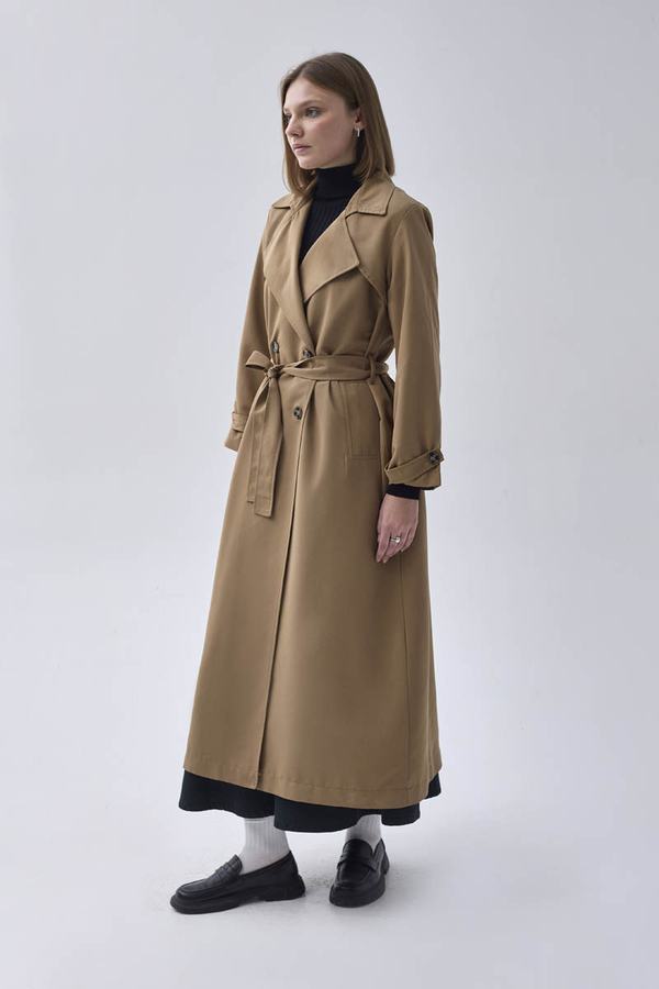 Double Breasted Classic Trenchcoat Tan - 11