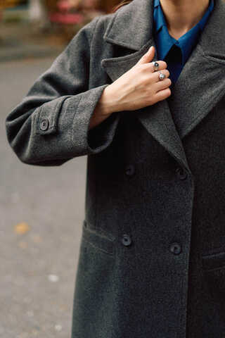 Double-Breasted Coat with Dart Detail Anthracite  - 7