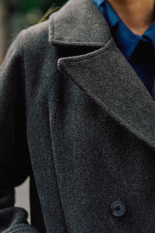 Double-Breasted Coat with Dart Detail Anthracite  - 8