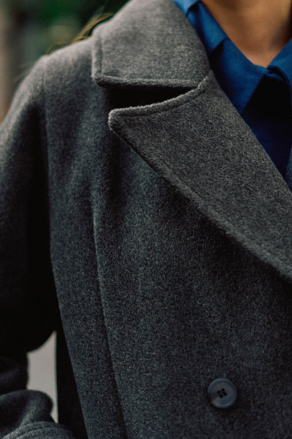 Double-Breasted Coat with Dart Detail Anthracite  - 8