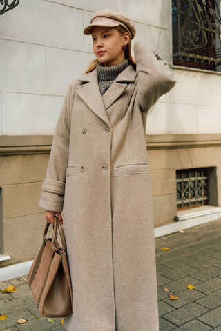 Double-Breasted Coat with Dart Detail Stone - 3