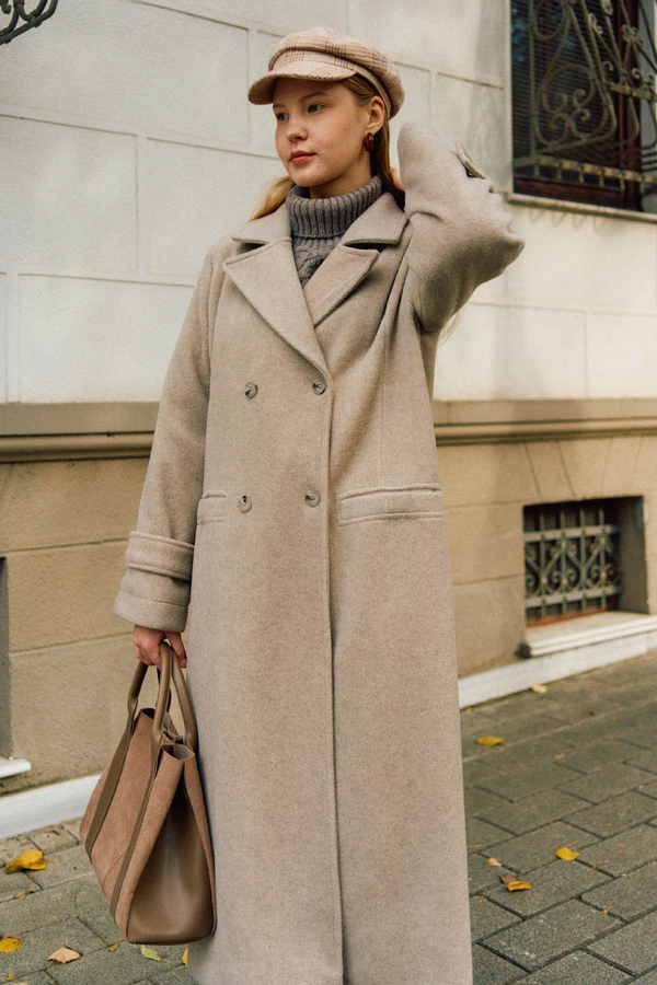 Double-Breasted Coat with Dart Detail Stone - 3