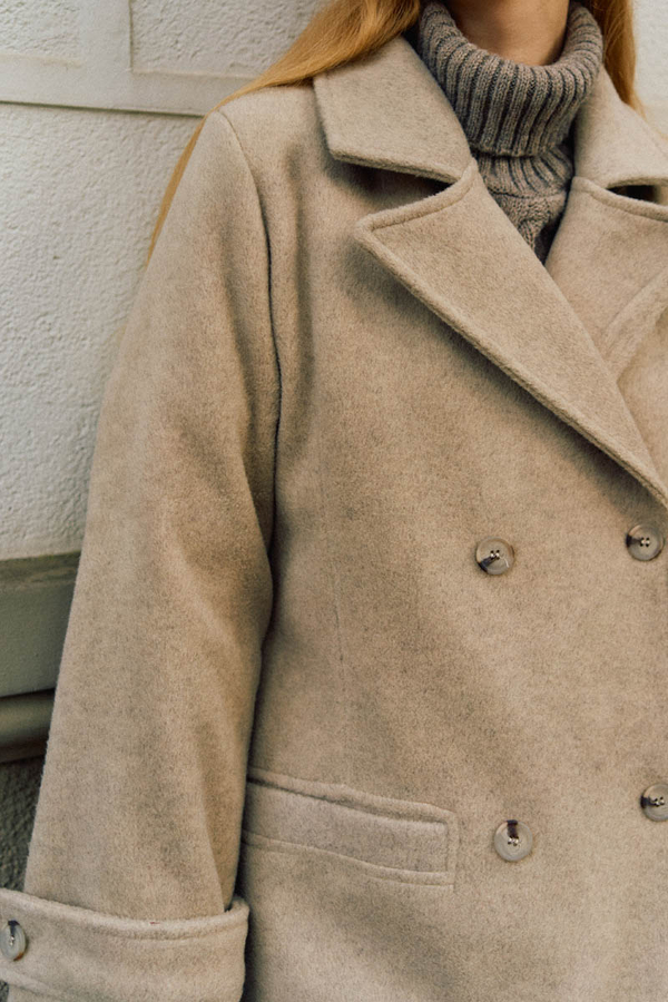 Double-Breasted Coat with Dart Detail Stone - 4