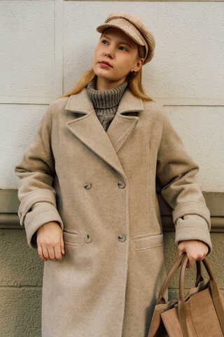 Double-Breasted Coat with Dart Detail Stone - 5