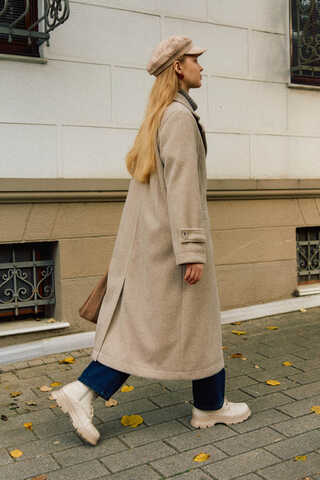 Double-Breasted Coat with Dart Detail Stone - 13