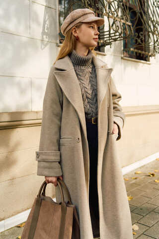 Double-Breasted Coat with Dart Detail Stone - 8