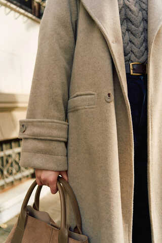 Double-Breasted Coat with Dart Detail Stone - 10