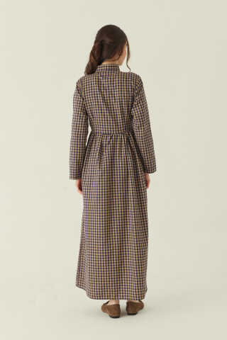 Double-Breasted Plaid Dress Beige - 4