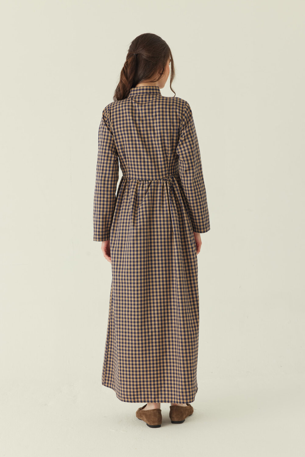 Double-Breasted Plaid Dress Beige - 4