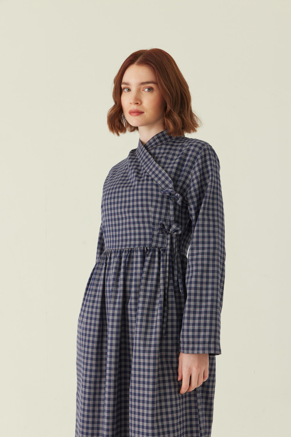Double-Breasted Plaid Dress Gray - 2
