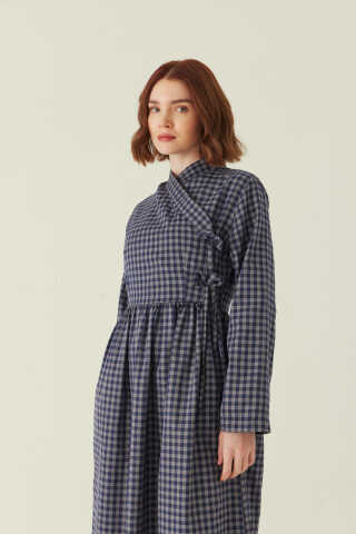 Double-Breasted Plaid Dress Gray - 2