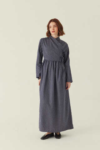 Double-Breasted Plaid Dress Gray - 3