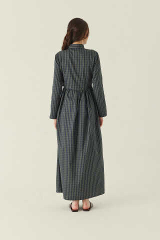 Double-Breasted Plaid Dress Khaki - 7