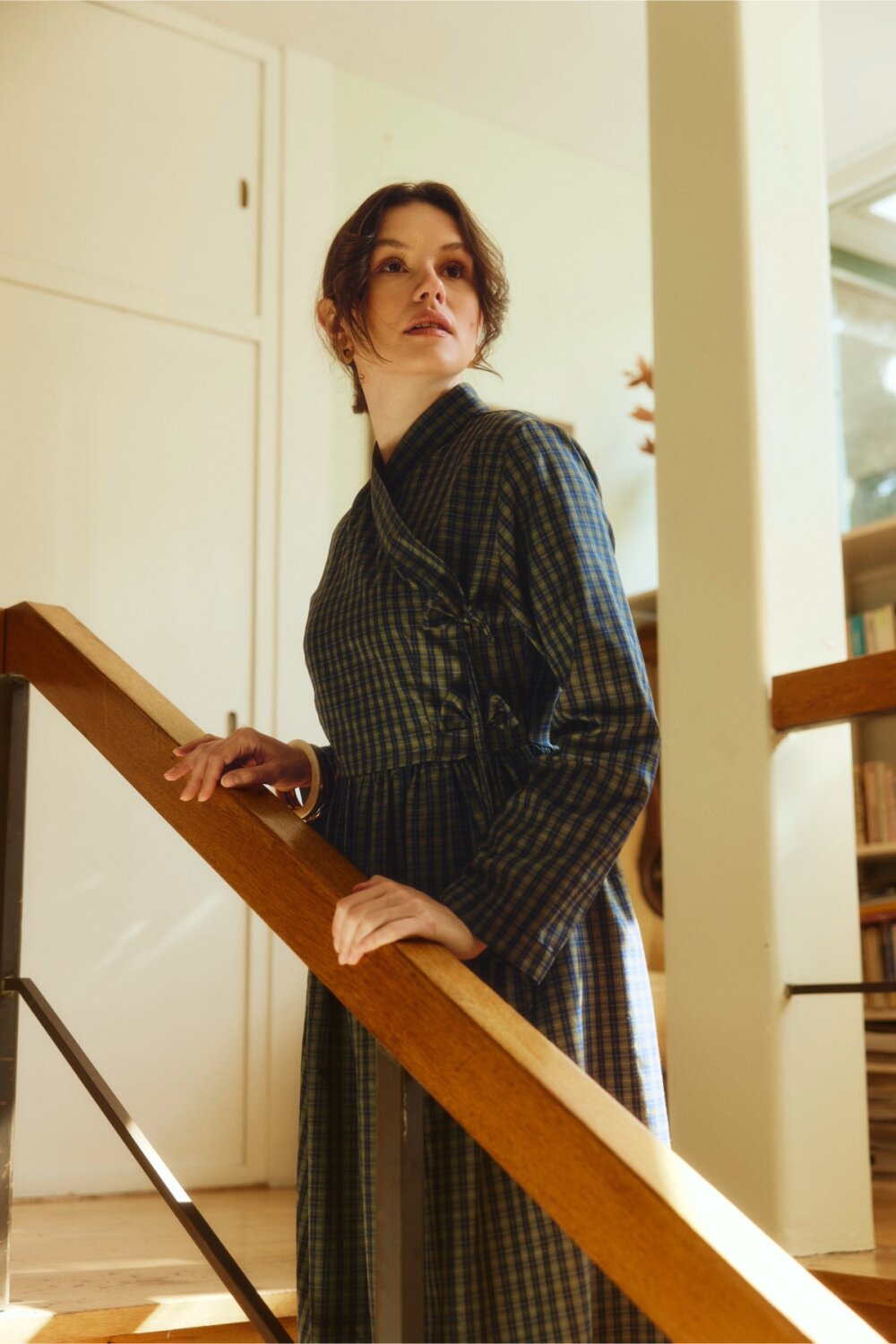 Double-Breasted Plaid Dress Khaki 